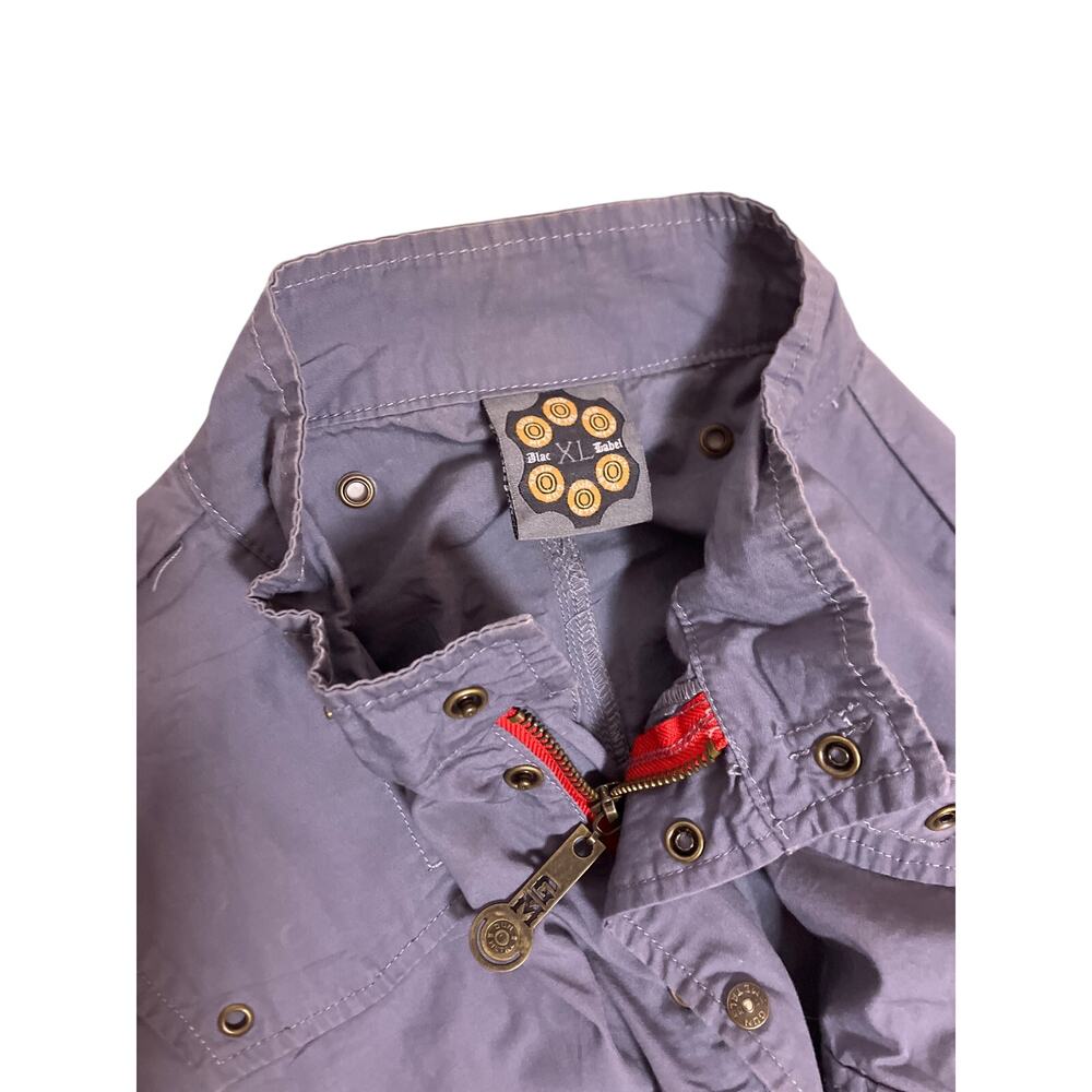 Blac Label Gunmetal Embroidered Chore Military Jacket Patches Zip Cargo Mens XL - Picture 3 of 6